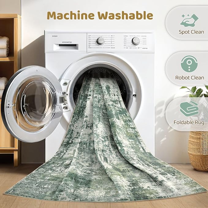7x9 Area Rug Living Room: Washable Large Abstract Soft Stain Resistant Indoor - Image 2
