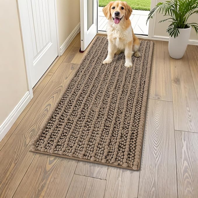 Smiry Dog Door Mat for Muddy Paws 47x24, Absorbent Dirt Trapper, Non-Slip by Smiry