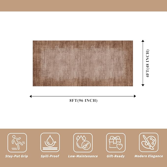 4x8 Washable Indoor Entryway Rug Non-Slip Rubber Backed Floor Mat - Image 2