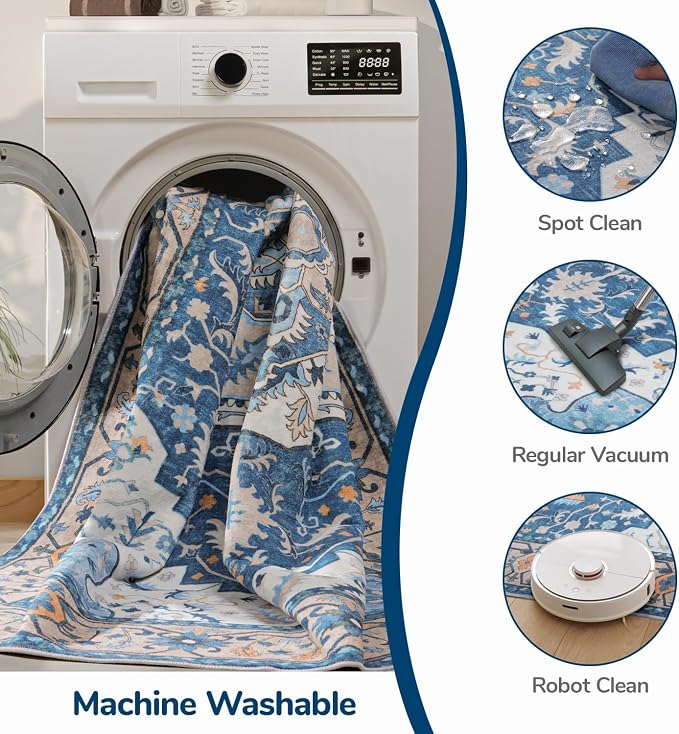 Lessymo 5x7 Area Rugs- Machine Washable Area Rugs, Super Soft Faux-Wool Area Rug - Image 3