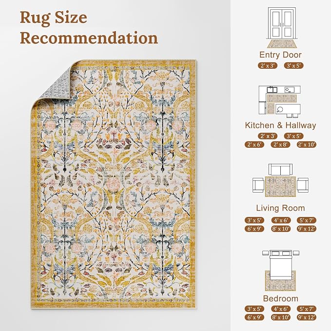 AMTOVO 8x10 Washable Area Rugs for Living Room, Non-Slip&Non-Shedding Large - Image 7