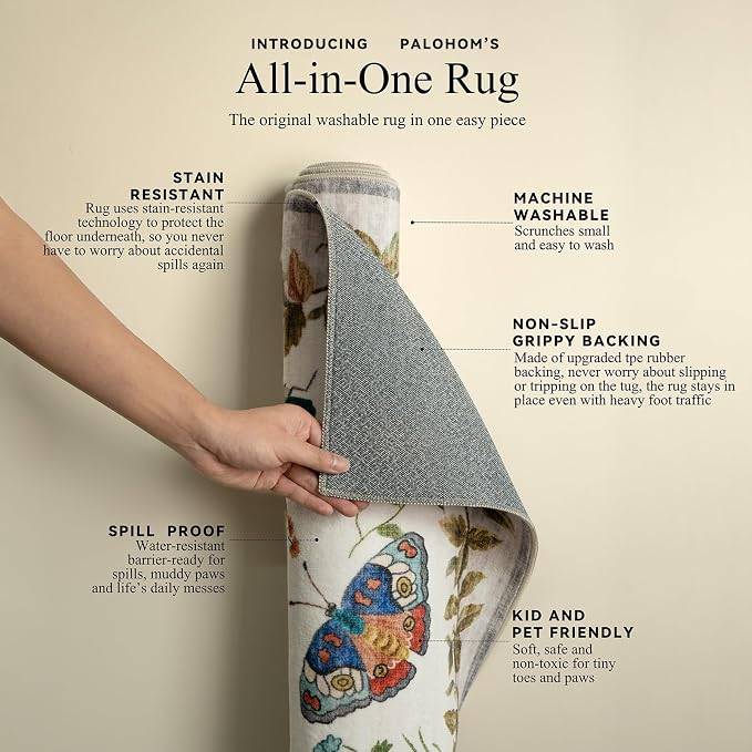 Washable Area Rugs for Living Room: 9x12 Bedroom Rug Vintage Large Rugs Stain - Image 4