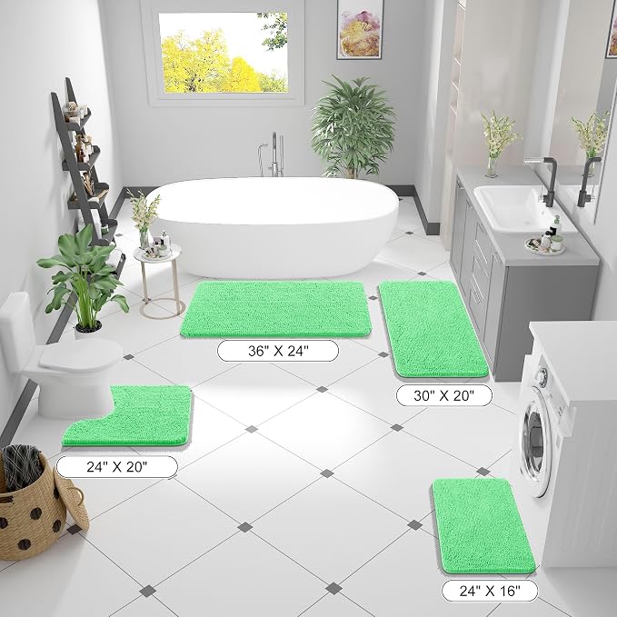 OLANLY Small Bathroom Rugs 24x16, Extra Soft Absorbent Chenille Bath Rugs - Image 2