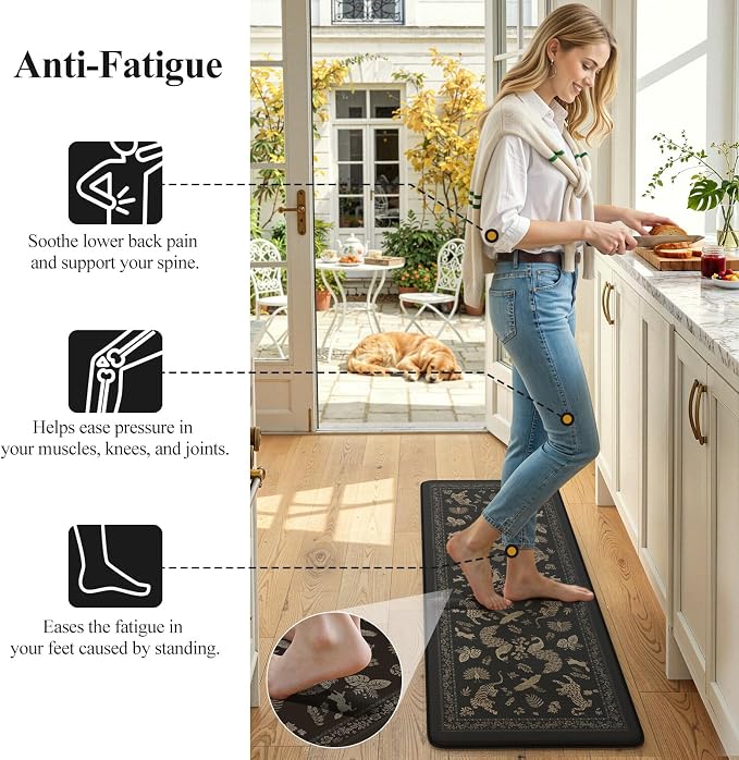 LEEVAN Cushioned Kitchen Mats for Floor 2 Piece, Anti Fatigue Mats for Kitchen - Image 3