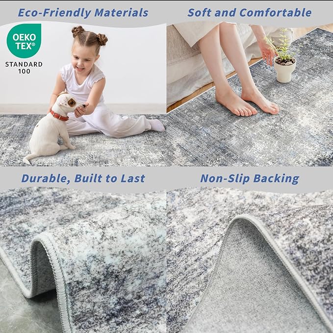 2x10 ft Washable Hallway Runner Rug – Non-Slip Stain-Resistant Low-Pile Long - Image 4