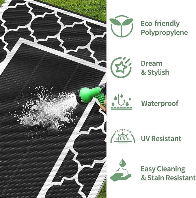 GENIMO 9 ' x 12 ' Outdoor Rug for Patio Clearance, Waterproof Indoor Outdoor - Image 9