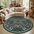 Round Area Rug for Living Room: 6 ft Floral Washable Circle Rug Soft Boho by PLHXFRSoftAreaRugs