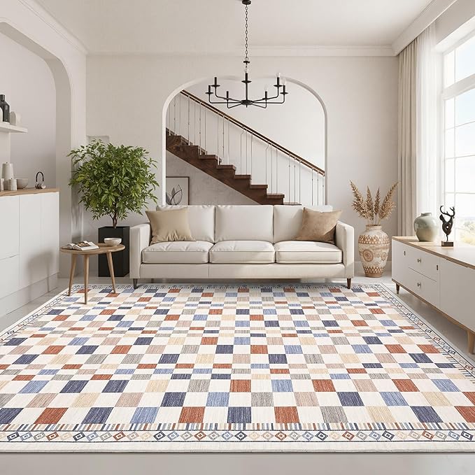 GarveeHome 8x10 Rug for Bedroom Modern Colorful Checkered Rug for Living Room - Image 9