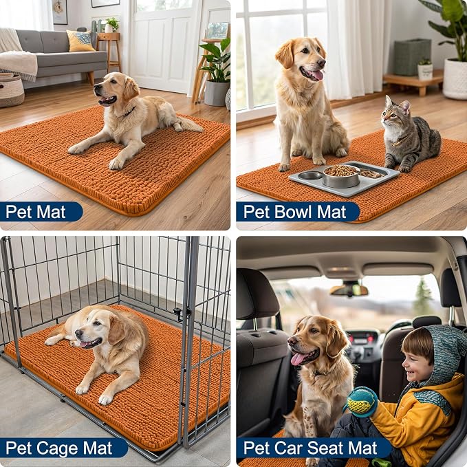 Smiry Dog Door Mat for Muddy Paws 70x24, Absorbent Dirt Trapper, Non-Slip - Image 6