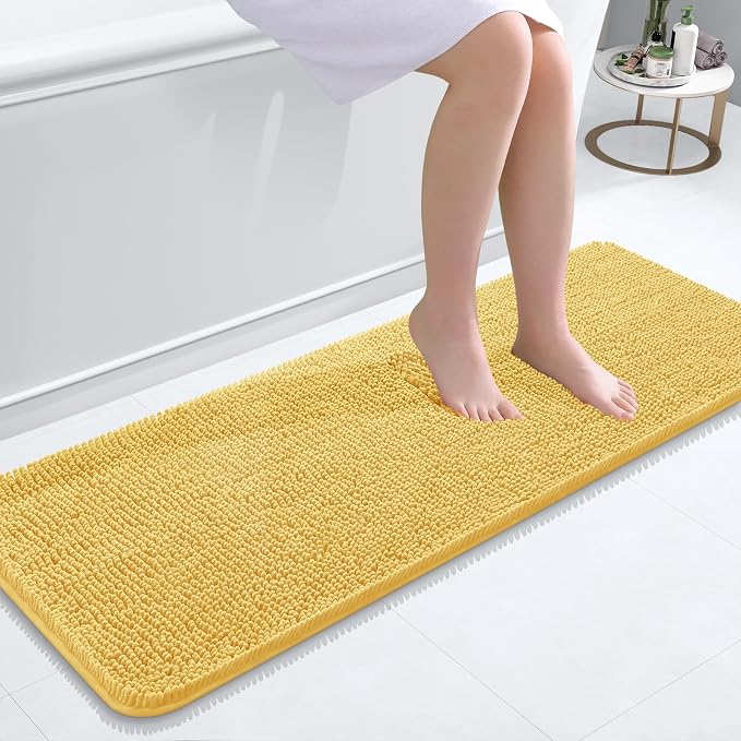 OLANLY Bathroom Runner Rugs 47x17, Extra Soft Absorbent Chenille Bath Rugs by OLANLY