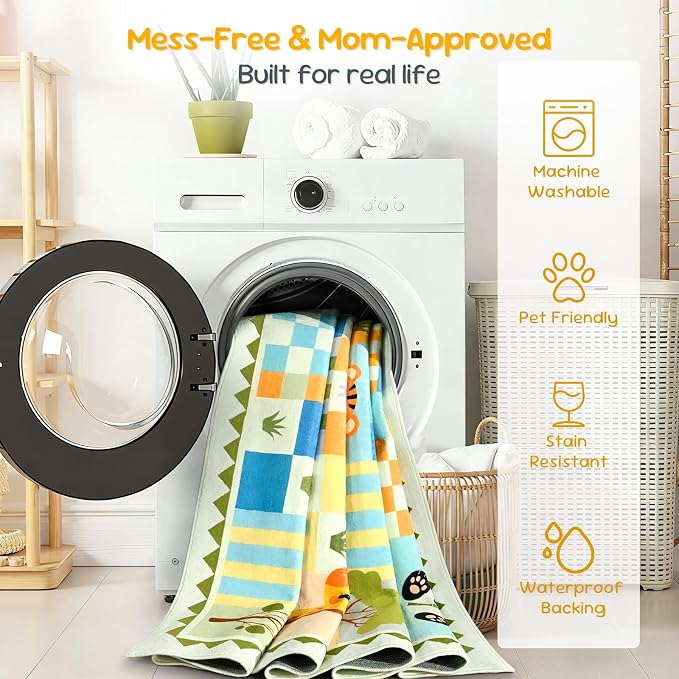 2x6 Green Runner Rug for Kids Bedroom, Kids Hallway Washable Rug, Soft Non-Slip - Image 6