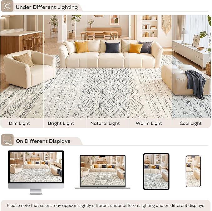 Nakagishi Area Rug Living Room Rugs: 8x10 Large Soft Machine Washable Boho - Image 9