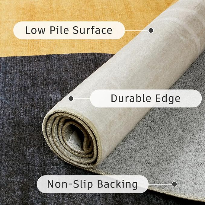 DCX Machine Washable Area Rug 4x6, Midcentury Modern Non Slip Stain Resistant - Image 8