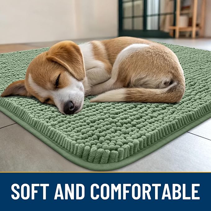 Smiry Dog Door Mat for Muddy Paws 47x32, Absorbent Dirt Trapper, Non-Slip - Image 2