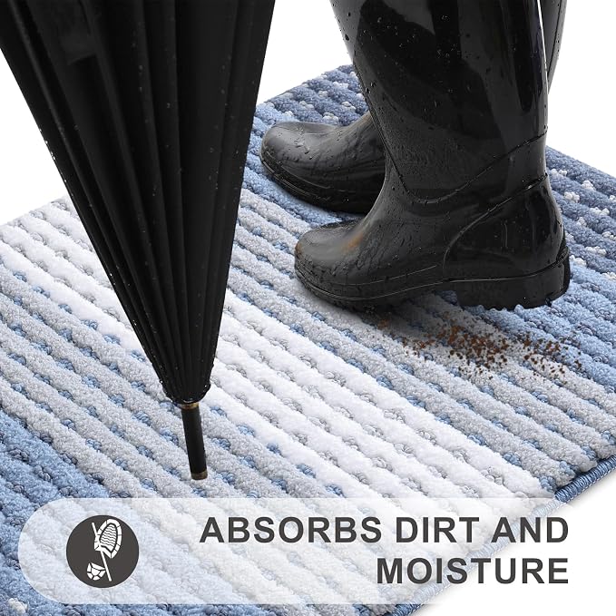 Kitinjoy Indoor Outdoor Door Mat, 59x24 Non-Slip Absorbent Dirt Trapper - Image 2