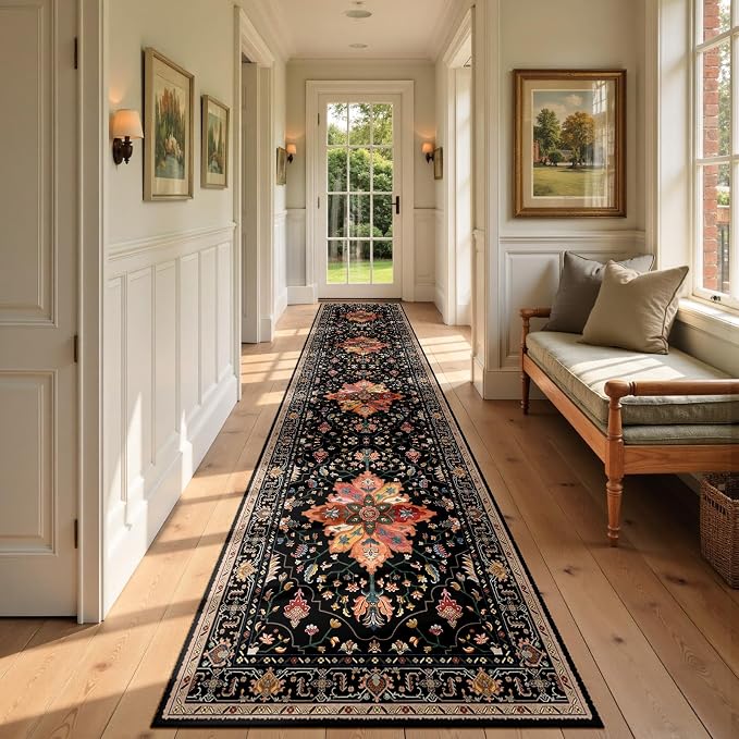 RELEANY Area Rugs Runner 2'x9' Washable Non-Slip, Floral Vintage Distress - Image 3