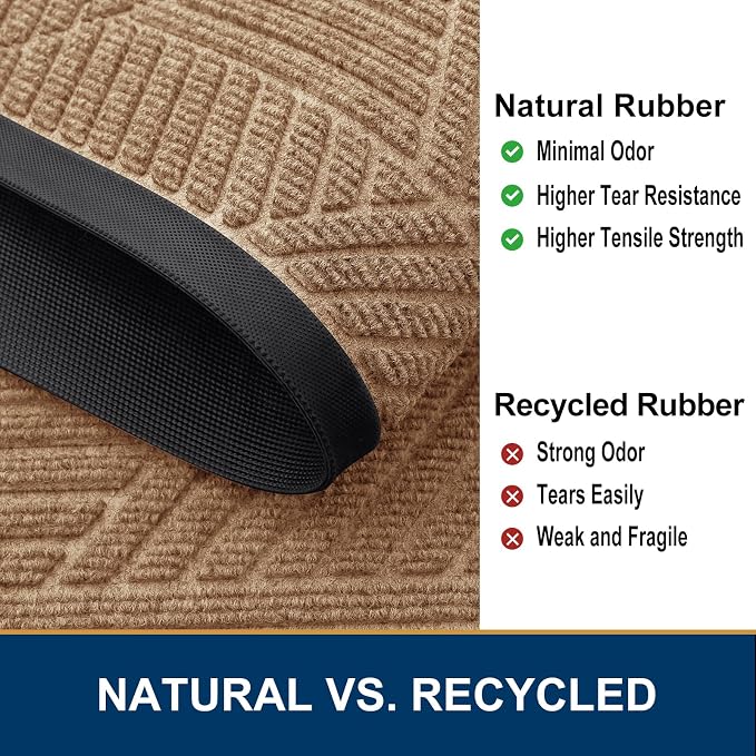 Smiry Front Door Mat Outside Entrance, Heavy Duty Sturdy Natural Rubber Doormat - Image 5