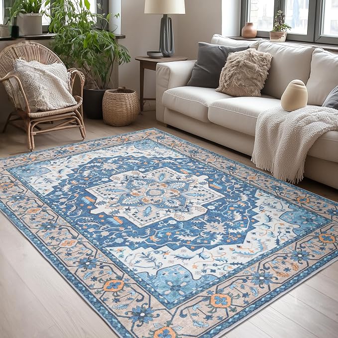 Lessymo 5x7 Area Rugs- Machine Washable Area Rugs, Super Soft Faux-Wool Area Rug by Lessymo