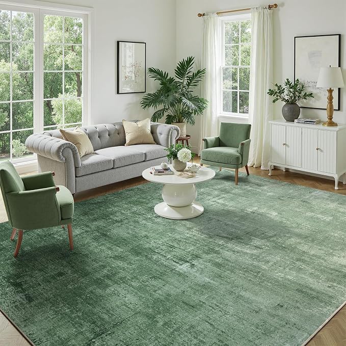 DCX Abstract Area Rug 8x10, Washable Green Modern Rug by DCXWashableRug