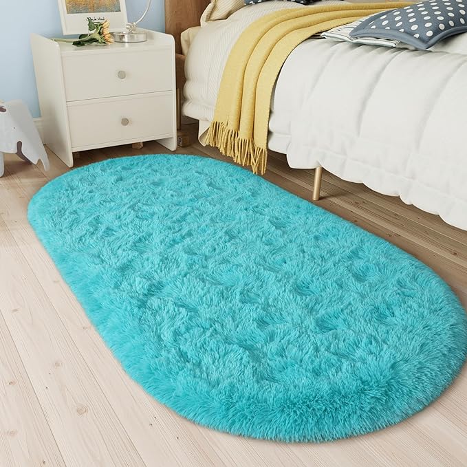 LOCHAS Bedroom Rug 2.6' x 5.3', Soft Oval Throw Rugs Carpet by LOCHAS