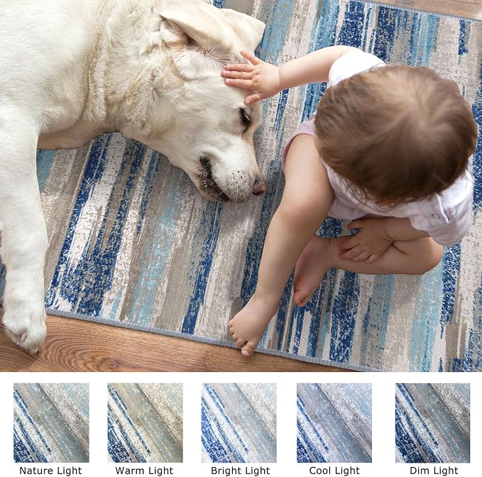 Lansny Small Abstract Area Rug, Entryway Rug Washable Door Mat Indoor Entrance - Image 4