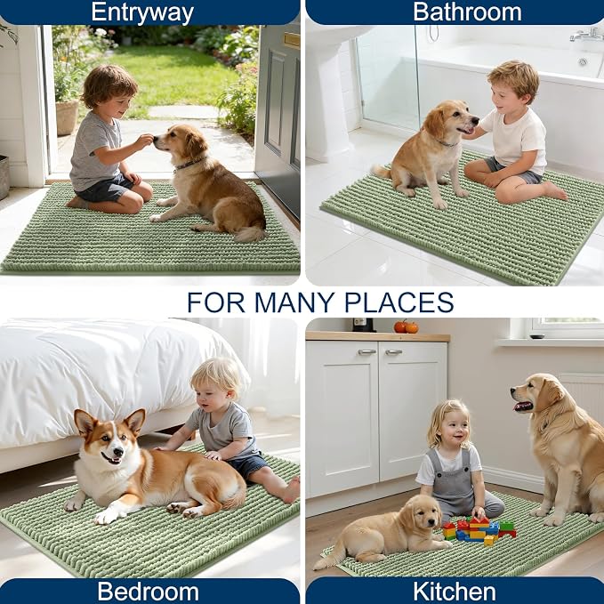 OLANLY Dog Door Mat for Muddy Paws 30x20, Ultra Absorbent Chenille Mud Doormat - Image 8
