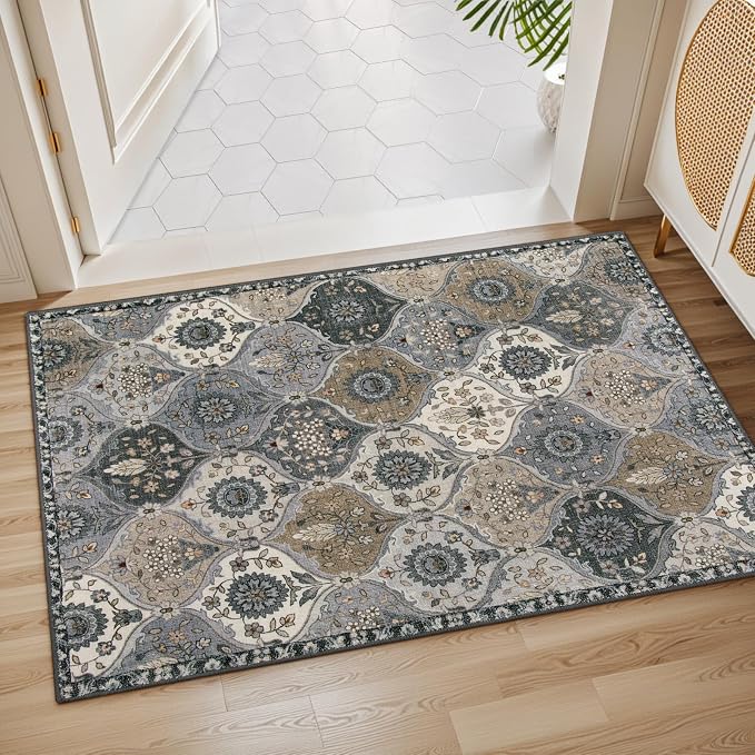 Lahome Moroccan Trellis Area Rug, 2x3 Entryway Rug Non-Slip Washable Indoor - Image 4