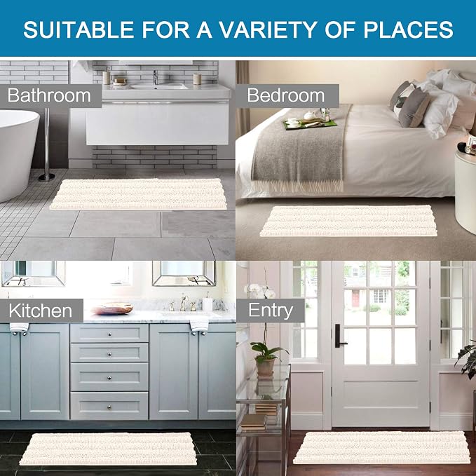H.VERSAILTEX Bath Rugs for Bathroom Non Slip Bath Mats Extra Thick Chenille - Image 6
