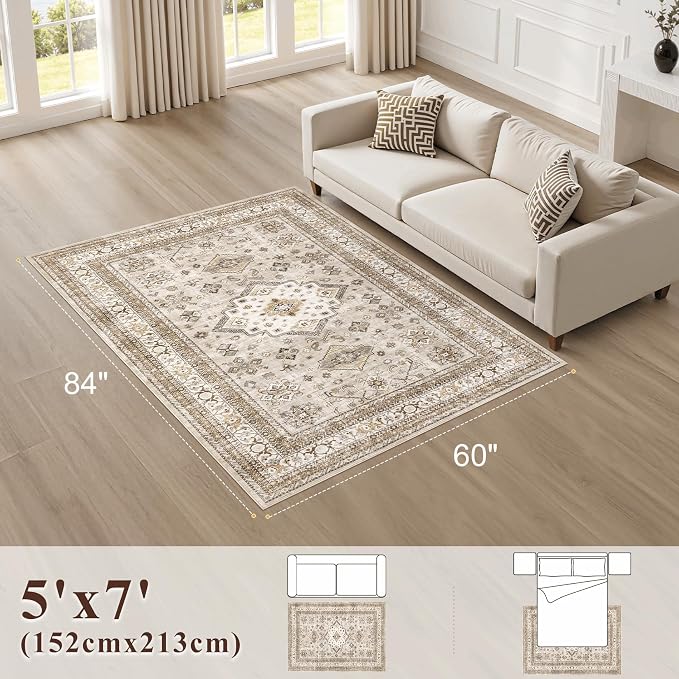 Vintage Living Room Area Rug 5x7 - Image 2