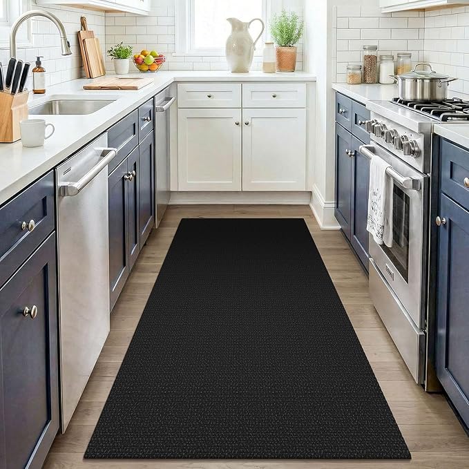 KOZYFLY Black Washable 3x4 Woven Entry Area Rug, Braided Throw Rugs - Image 2