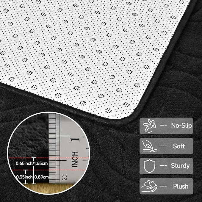 6x9 Black Washable Area Rug for Bedroom Living Room, Leaf Geometric Patter Shag - Image 6
