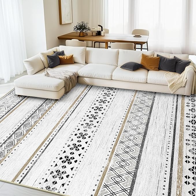 BESTSWEETIE 8x10 Area Rugs for Living Room Washable Moroccan Farmhouse Neutral by BESTSWEETIE