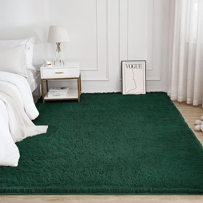 Litanika 5x8 Shag Area Rug for Living Room Bedroom, Emerald Dark Green High - Image 2