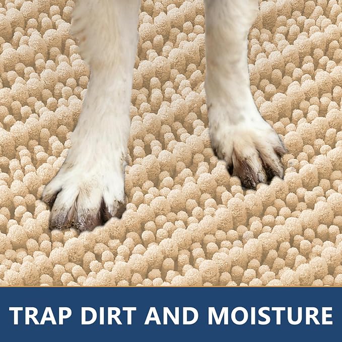 Smiry Dog Door Mat for Muddy Paws 47x24, Absorbent Dirt Trapper, Non-Slip - Image 4