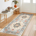 RELEANY Area Rugs Runner 2'x5' Washable Non-Slip, Floral Vintage Distress by RELEANY
