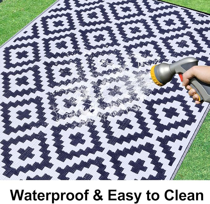 Smiry Waterproof Outdoor Rug 10X14 ft, Reversible Plastic Straw Patio Camping - Image 2