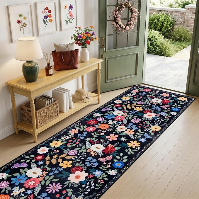 Runner Rug for Entryway: 2.6x10 Kitchen Rugs Non Slip Washable Ultra-Thin Soft - Image 2