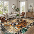 DCX Washable 9x12 Tiger Area Rug, Soft Low Pile Carpet, Kid & Pet Friendly by DCXWashableRug