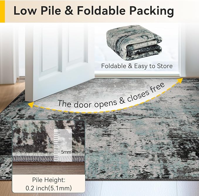 RELEANY Washable Area Rugs 6ft Non-Slip Modern Abstract Soft - Image 6