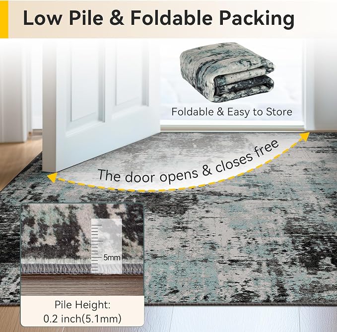RELEANY Washable Area Rugs 7'x9' Non-Slip Modern Abstract Soft - Image 7