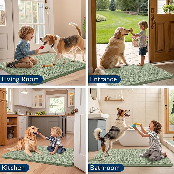 Smiry Dog Door Mat for Muddy Paws 47x32, Absorbent Dirt Trapper, Non-Slip - Image 7