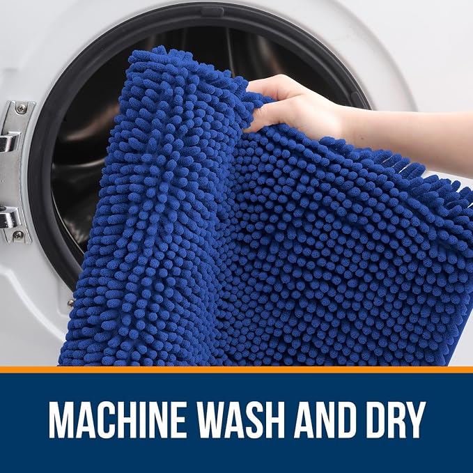 OLANLY Bathroom Runner Rugs 59x24, Soft Absorbent Chenille Bath Rugs, Rubber - Image 5