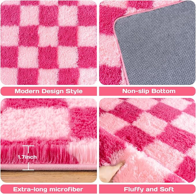 Checkered Rugs for Living Room Bedroom, 5x7 Area Rugs for Living Room, Modern - Image 4