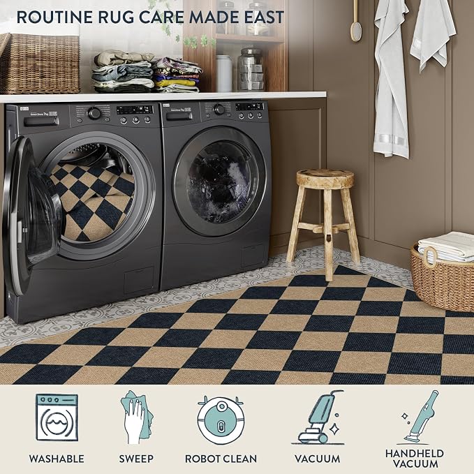 Lahome Colette Checkered Easy Jute Outdoor Rug, Large 6x9 Rug - Image 6