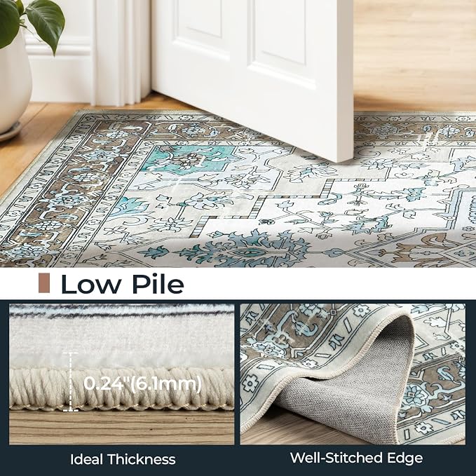 Farmhouse 9x12 Area Rugs for Living Room, Machine Washable Non Slip Carpet - Image 8