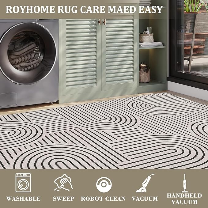 Washable Rug 4ft Area Rugs for Living Room, Abstract Rug for Bedroom, Soft - Image 5