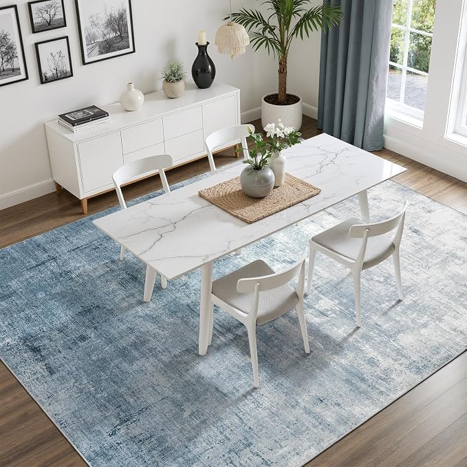 DCX Abstract Area Rug 8x10, Washable Blue Modern Rug - Image 3