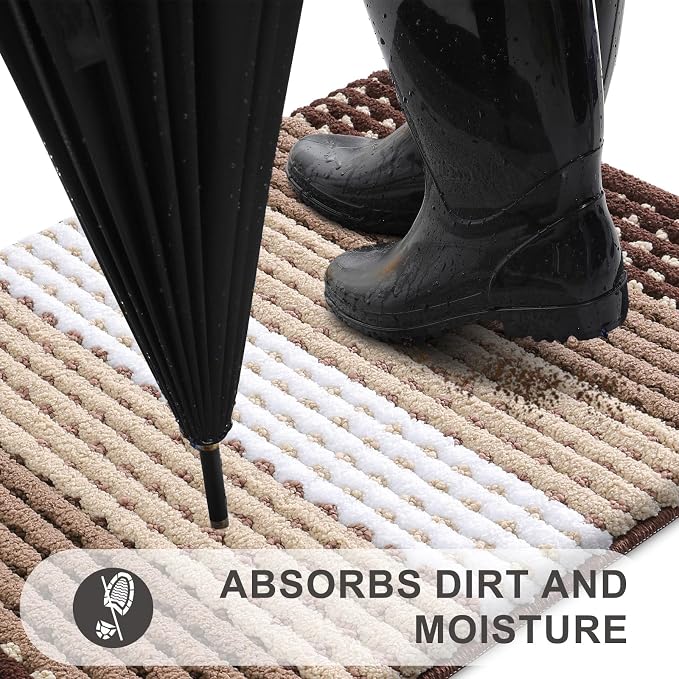Kitinjoy Indoor Outdoor Door Mat, 48x32 Non-Slip Absorbent Dirt Trapper - Image 2