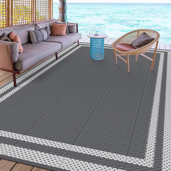 HappyTrends, Outdoor Rug, Patio Rug, Reversible Portable Plastic Straw Rug - Image 6