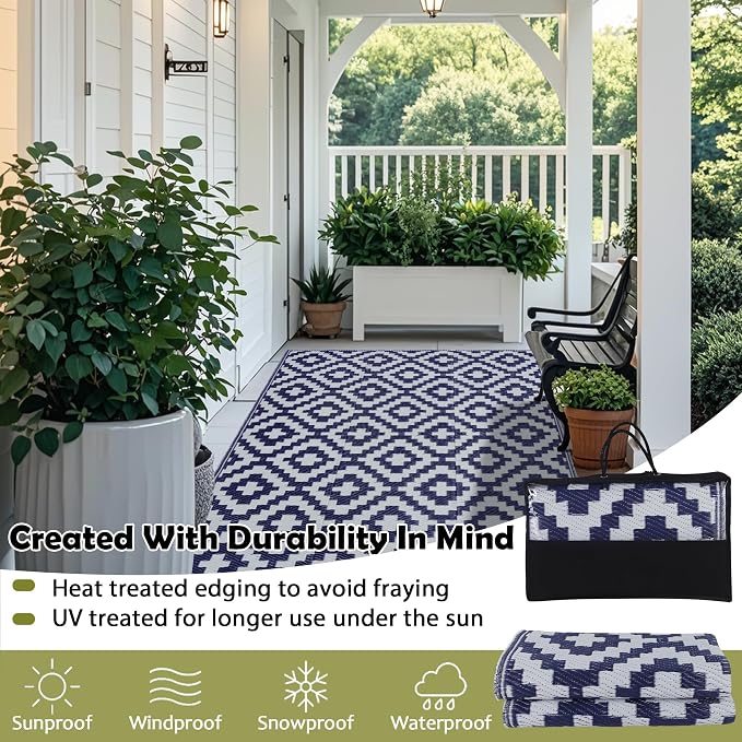 SAND MINE Reversible Mats, Plastic Straw Rug, Modern Area Rug, Large Floor Mat - Image 4